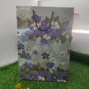 Tas Kertas Laminasi Licin Belanja Kado Hadiah Besar Motif Bunga Biru AS Bunga 02