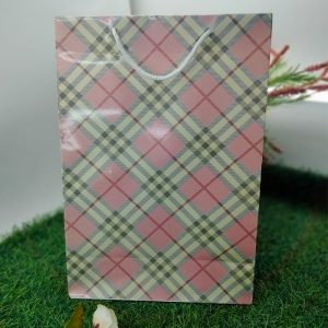 Tas Kertas Laminasi Licin Belanja Kado Hadiah Besar Motif Kotak Pink AS 13