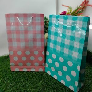 Tas Kertas Laminasi Polkadot Kotak Belanja Kado Souvenir Ap3T Polkadot Kotak