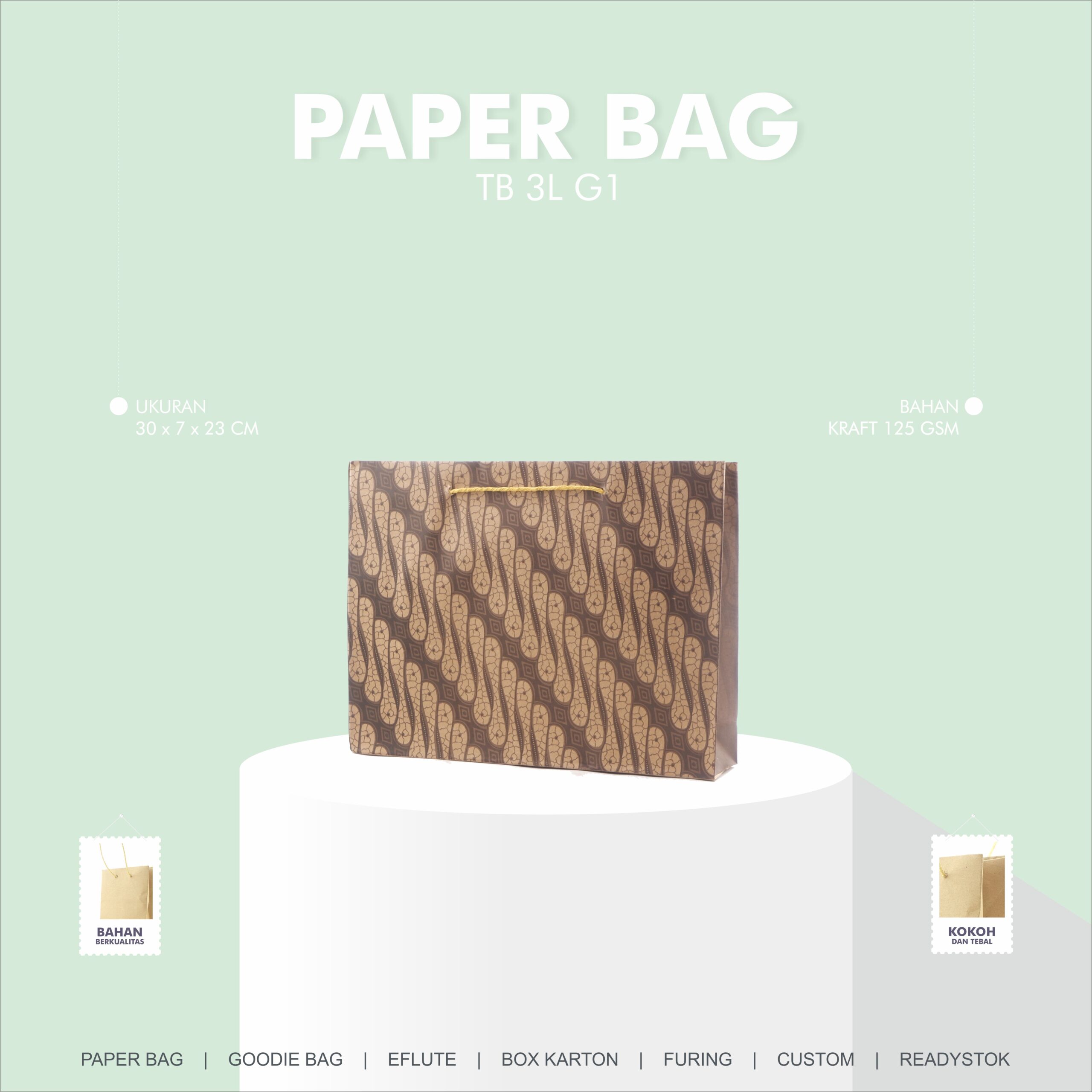 Tas Kertas Paper Bag Kemasan Kertas TB 3L G1